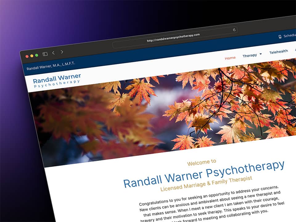 Randall Warner Psychotherapy - Expert Web Design - Fireball8 Design Work