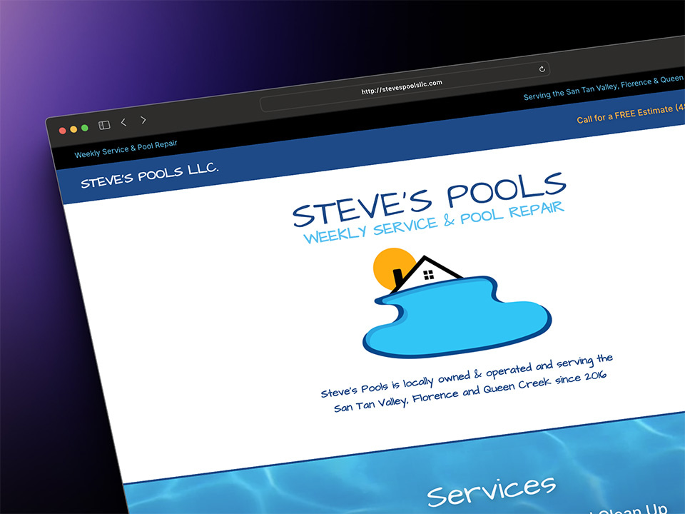 Steve's Pools - Expert Web Design - Fireball8 Design Work